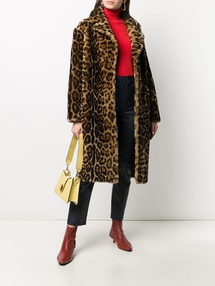 Liska Leopard Print Single-Breasted Coat