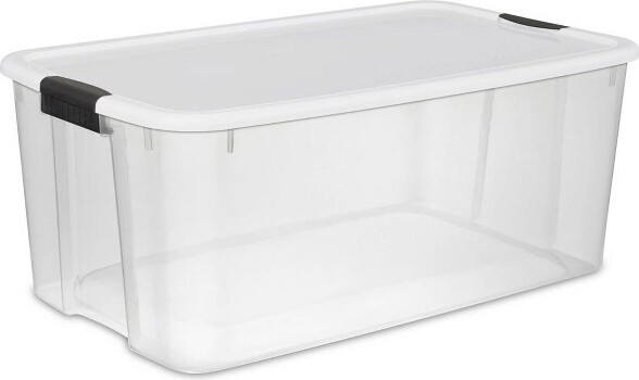 Sterilite 50 Qt Shelftote, Stackable Storage Bin With Latching Lid, Plastic  Container To Organize Closet Shelves, Clear Base And Gray Lid, 12-pack :  Target