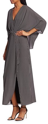 Halston Striped Kimono-Sleeve Dress