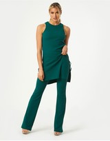 Thumbnail for your product : Little Mistress Mylan Emerald Green Ribbed Flared Trousers Co-ord