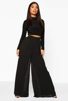 Thumbnail for your product : boohoo Petite Premium Wide Leg Pleated Trousers