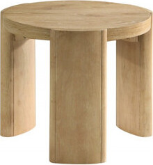 Ebern Designs 21 Inch Kepler Driftwood Finish Round Wood End Table, Modern Living Room 1Pc Sofa Side Table