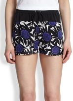Thumbnail for your product : Rebecca Minkoff Pisco Stretch Silk Rose-Print Track Shorts