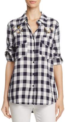 Cupcakes And Cashmere Justine Embroidered Gingham Shirt