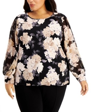 black chiffon top plus size