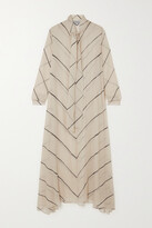 Thumbnail for your product : ODYSSEE Hoyt Pussy-bow Striped Chiffon Kaftan - Sand - UK 6