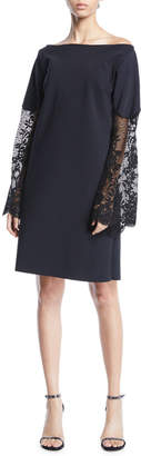 Chiara Boni La Petite Robe Alala Off-the-Shoulder Lace-Sleeve A-line Dress
