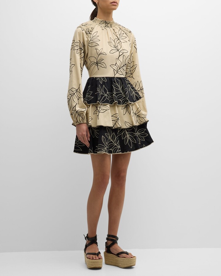 LALIBELA Ruffled Poplin Puff-Sleeve Mini Dress - ShopStyle