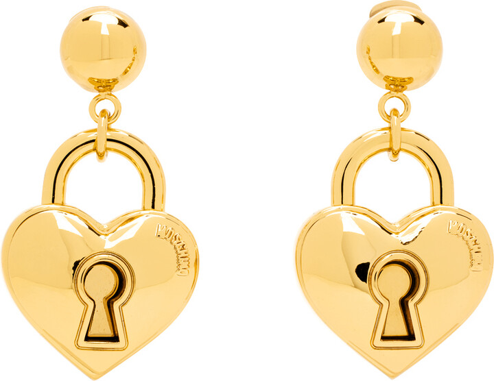 Gold Lock and Key Earrings