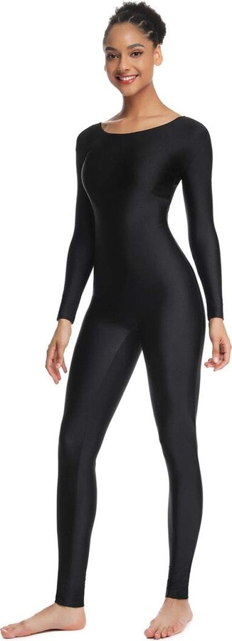 OVIGILY Women's Long Sleeve Unitard Dance Costume Spandex Full Body Suits -  Black - S - ShopStyle