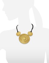 Thumbnail for your product : Stefano Patriarchi Golden Silver Etched Triple Round Pendant w/Leather Lace