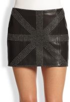 Thumbnail for your product : Haute Hippie Embellished Leather Mini Skirt