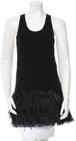 Thumbnail for your product : Alice + Olivia Sleeveless Ostrich-Trimmed Top w/ Tags