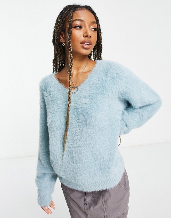 Light Blue V Neck Sweater Women | ShopStyle