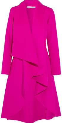 Oscar de la Renta Draped Brushed Wool And Cashmere-blend Coat - Bright pink