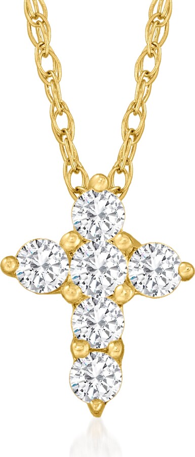 Canaria Fine Jewelry Canaria Diamond Cross Pendant Necklace in 10kt Yellow Gold