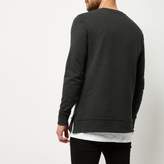 Thumbnail for your product : River Island Mens Black washed layered longline sweatshirt