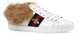 Thumbnail for your product : Gucci Women's New Ace Fur-Lined Sneakers - White
