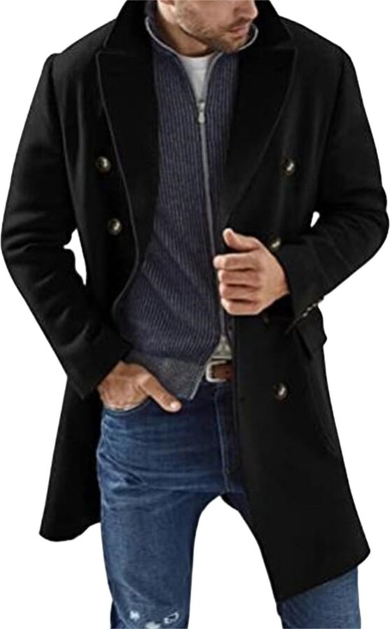 BGKKTLW Male Trench Coat Long Jacket Mens Dress Coat Winter Top Coat ...