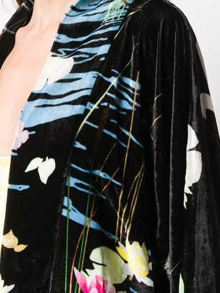 BERNADETTE Swan Print Velvet Wrap Dress