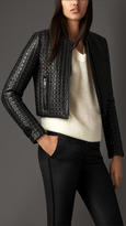 Thumbnail for your product : Burberry Cropped Stud Detail Lambskin Jacket