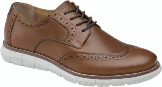 Johnston & Murphy Boys' Boy's Holden Wingtip Dress Shoes Little Regular 3 Tan Full Grain