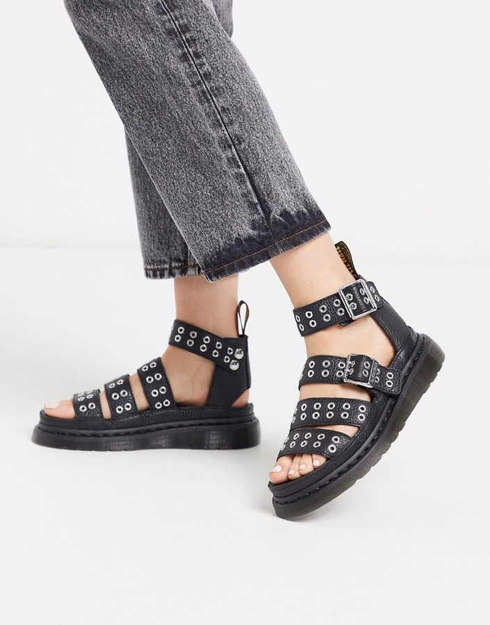 dr martens xabier hardware leather sandals in black