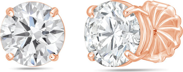 Diana M 14kt Rose Gold Lab Grown Diamond Round Studs Weighing 8.00 Cts Tw In A 4 Prong Setting