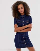 Thumbnail for your product : Parisian fitted denim button through mini dress