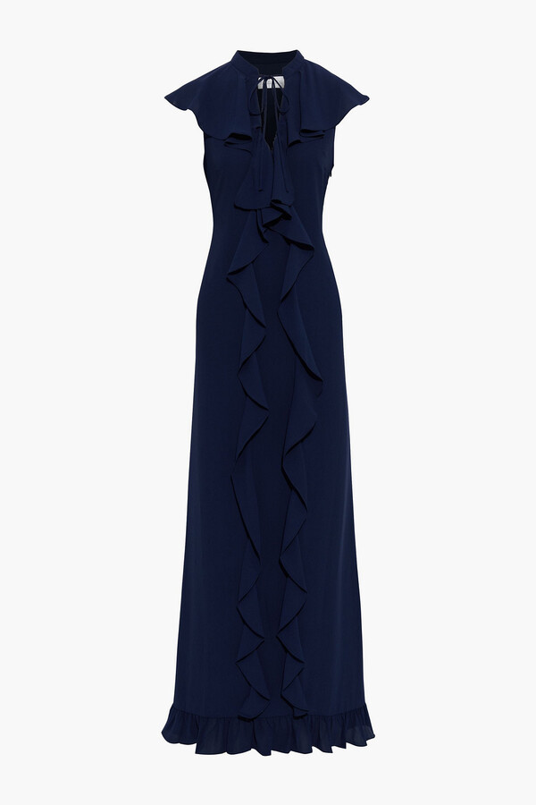 Mikael Aghal Ruffled Crepe De Chine Gown - ShopStyle Evening Dresses