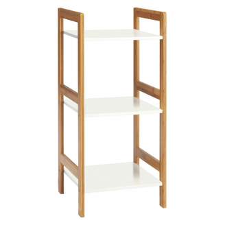 DREW Bamboo and white lacquer 3-shelf bookcase