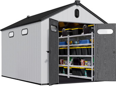 RED GINGER 88 INC 8 Ft. W X 12 Ft. D Plastic Storage Shed With Floor