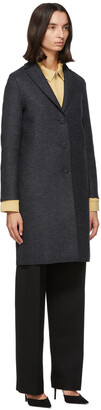 Harris Wharf London Grey & Navy Pressed Wool Coat