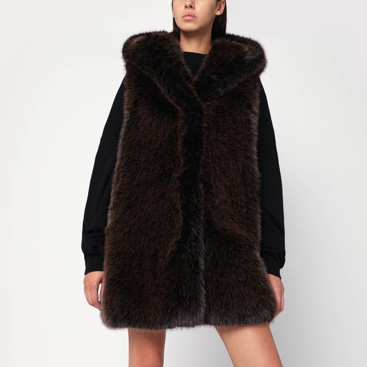 S.W.O.R.D 6.6.44 Brown faux fur gilet with hood