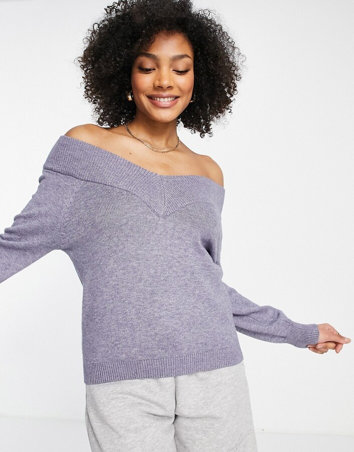 Grey Off The Shoulder Sweater | ShopStyle