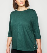 Thumbnail for your product : New Look Curves 3/4 Sleeve Button Side T-Shirt