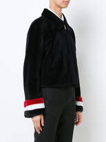 Thumbnail for your product : Thom Browne Zip Up Golf Jacket With Red, White And Blue Long Hair Mink Cuffs In Dyed Sheared Mink Fur