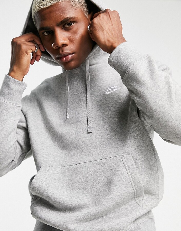 Nike Club Fleece hoodie in gray heather - ShopStyle