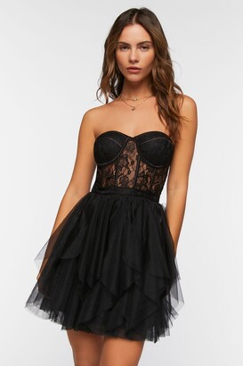 Lace Bustier-style Dress - Black - Ladies