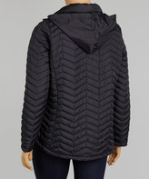 Thumbnail for your product : Dollhouse Black & Hot Pink Chevron Quilted Zip-Up Coat - Plus