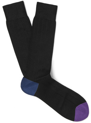 Paul Smith Colour-Block Ribbed Cotton-Blend Socks