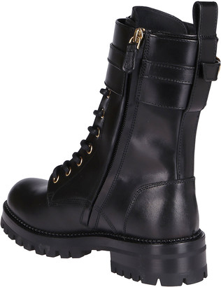 Versace Black Leather Military Boots