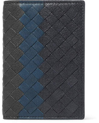 Bottega Veneta Intrecciato Pebble-Grain Leather Bifold Cardholder - Men - Blue