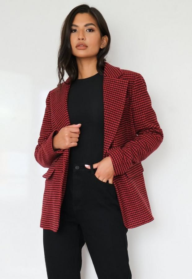 red boyfriend coat