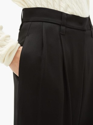 Brunello Cucinelli Pleated High-rise Crepe Wide-leg Trousers - Black