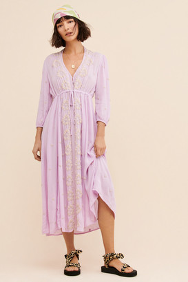 embroidered fable midi dress