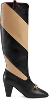 Thumbnail for your product : Gucci Zummi GG Horsebit striped knee-high boots