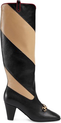 Gucci Zummi GG Horsebit striped knee-high boots