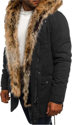 Mens Big mink Fur collar Fur Jacket Winter long Coat thicken Overcoat Parka  punk