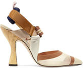 Thumbnail for your product : Fendi Mesh, Canvas And Rubber Slingback Pumps - White